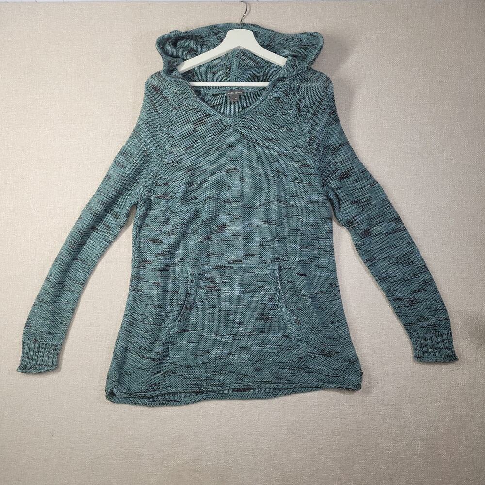 Eddie Bauer Women's XL Green Knitted Hooded Sweater
